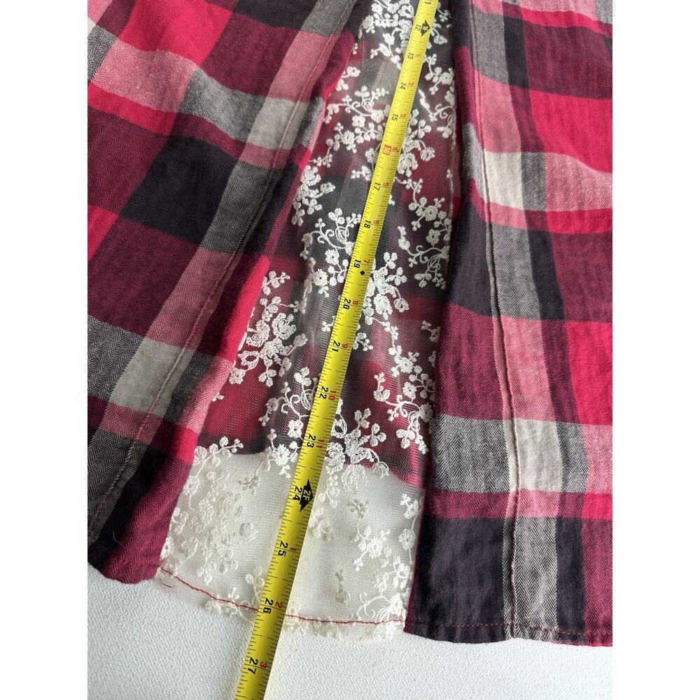 Anthropologie Isabella Sinclair Plaid Button Front Shirt Lace Back Top Size S - Picture 12 of 12